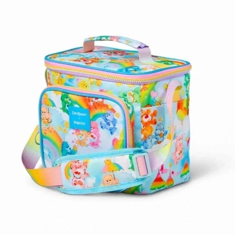 Care Bears 9 Can Insulated Square Lunch Pail Cooler Bag NWT